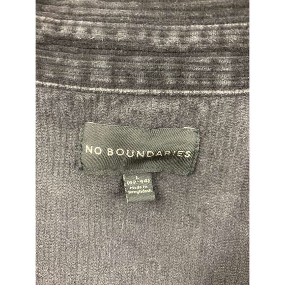 Y2K No Boundaries Corduroy Shirt Men L Black Long Sleeve Snap Dual Chest Pockets - Picture 3 of 8